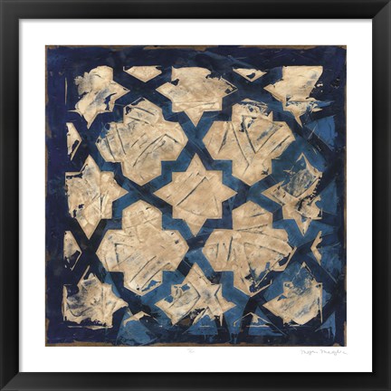 Framed Stained Glass Indigo I Print