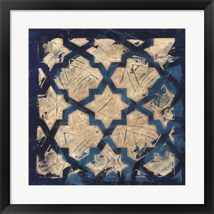 Framed Stained Glass Indigo I Print