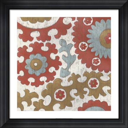 Framed Coral Suzani I Print