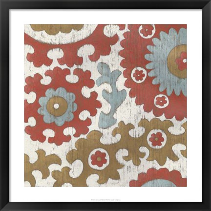 Framed Coral Suzani I Print