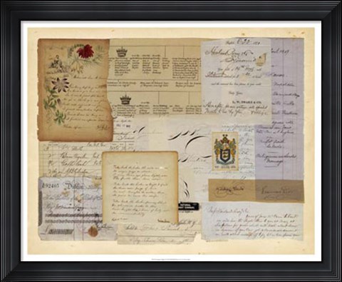 Framed Antique Collage I Print