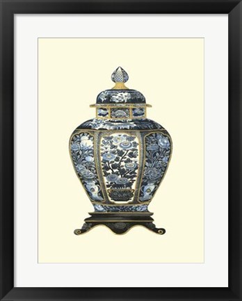 Framed Blue Porcelain Vase I Print