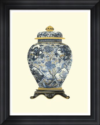 Framed Blue Porcelain Vase II Print