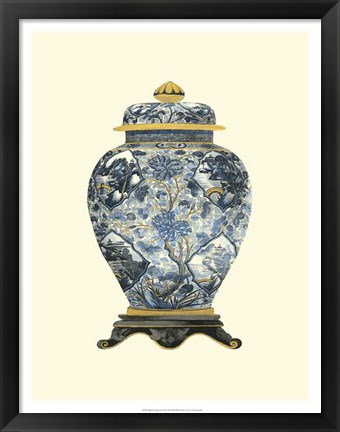 Framed Blue Porcelain Vase II Print