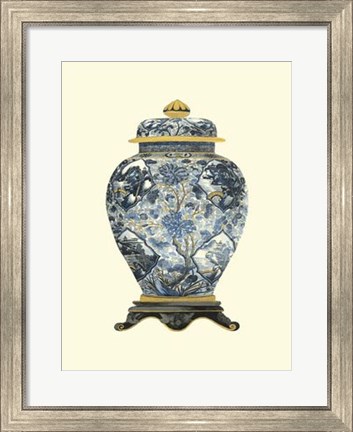 Framed Blue Porcelain Vase II Print