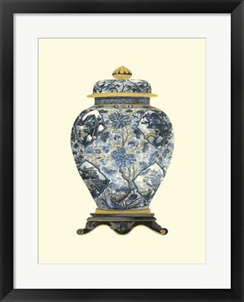 Framed Blue Porcelain Vase II Print