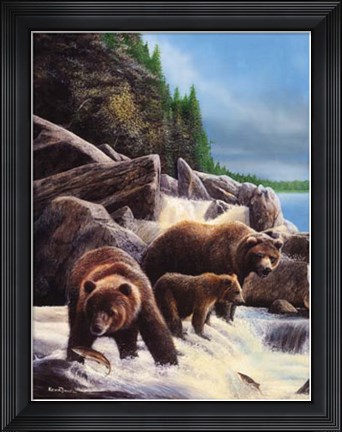 Framed Grizzlies by Falls Print