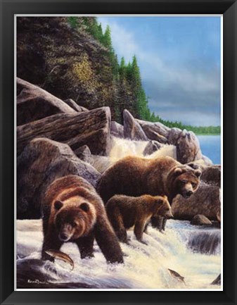 Framed Grizzlies by Falls Print