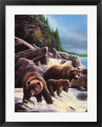 Framed Grizzlies by Falls Print