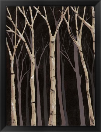 Framed Midnight Birches I Print