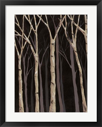 Framed Midnight Birches I Print