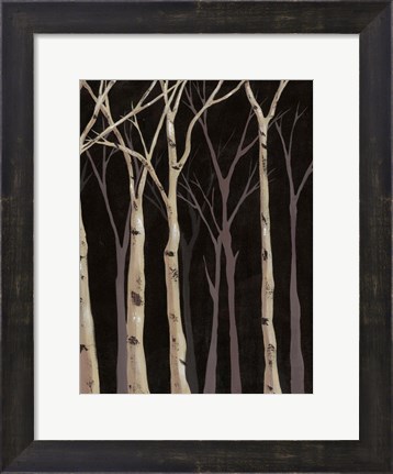 Framed Midnight Birches II Print