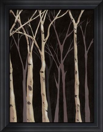 Framed Midnight Birches II Print