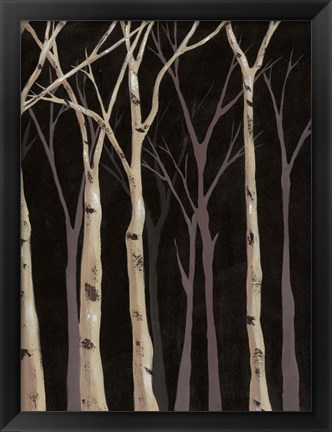 Framed Midnight Birches II Print