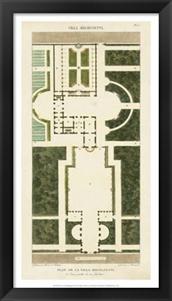 Framed Plan de la Villa Bolognetti Print