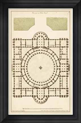 Framed Antique Garden Plan III Print
