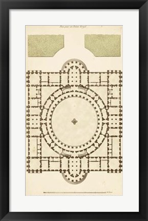 Framed Antique Garden Plan III Print