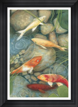 Framed Reflecting Koi I Print