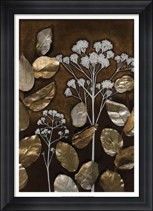 Framed Gilded Leaf Collage I Print