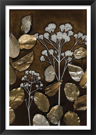 Framed Gilded Leaf Collage I Print