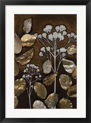 Framed Gilded Leaf Collage I Print