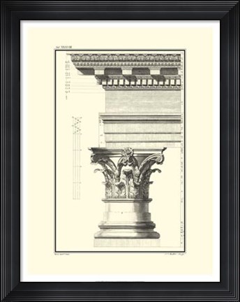 Framed B&amp;W Column and Cornice I Print