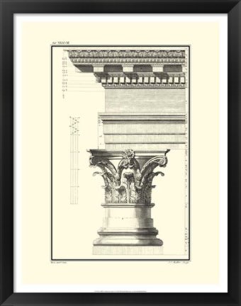 Framed B&amp;W Column and Cornice I Print