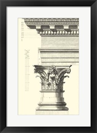 Framed B&amp;W Column and Cornice I Print