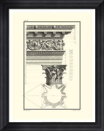 Framed B&amp;W Column and Cornice II Print
