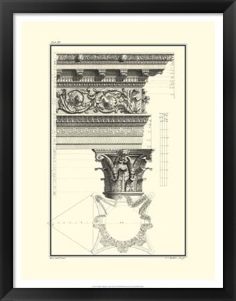 Framed B&amp;W Column and Cornice II Print