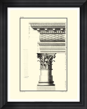 Framed B&amp;W Column and Cornice III Print
