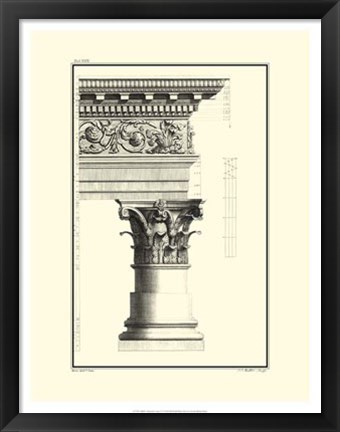 Framed B&amp;W Column and Cornice IV Print