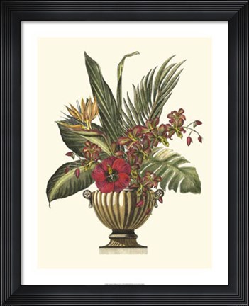 Framed Tropical Foliage in Urn I Print