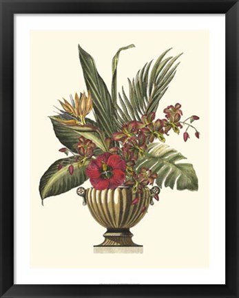 Framed Tropical Foliage in Urn I Print