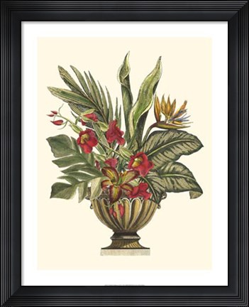 Framed Tropical Foliage in Urn II Print