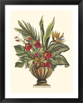 Framed Tropical Foliage in Urn II Print