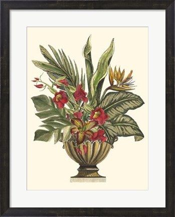 Framed Tropical Foliage in Urn II Print