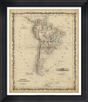 Framed Johnson's Map of South America Print