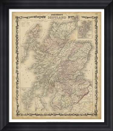 Framed Johnson's Map of Scotland Print