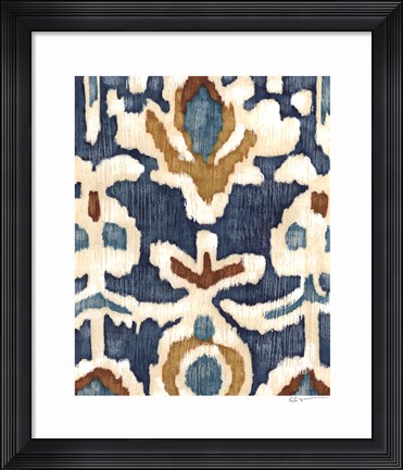 Framed Ocean Ikat I Print