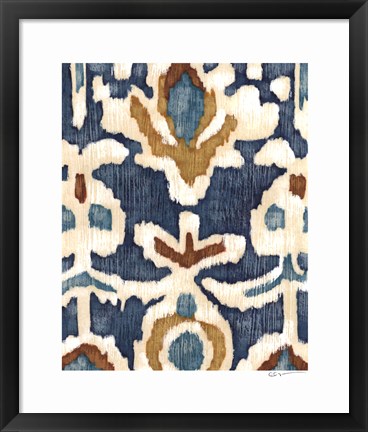 Framed Ocean Ikat I Print