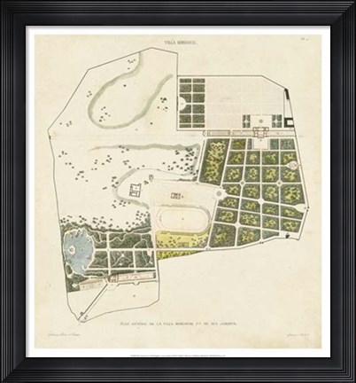 Framed Plan General de la Villa Borghese Print