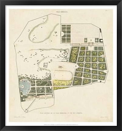 Framed Plan General de la Villa Borghese Print