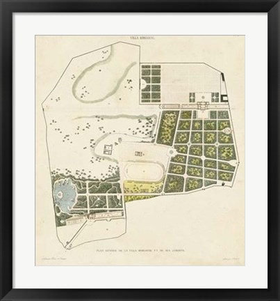 Framed Plan General de la Villa Borghese Print