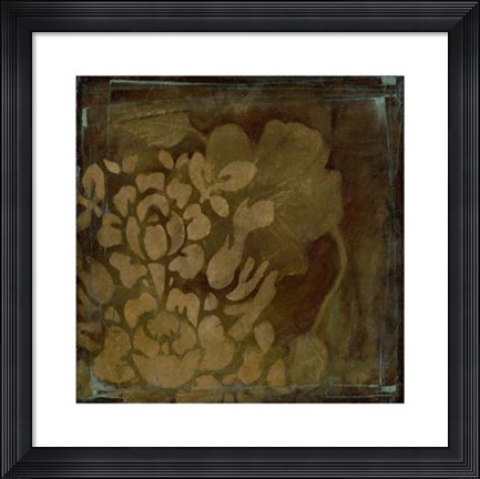 Framed Damask Silhouette I Print