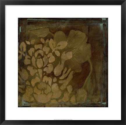 Framed Damask Silhouette I Print