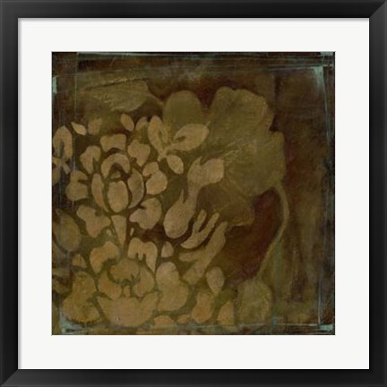 Framed Damask Silhouette I Print