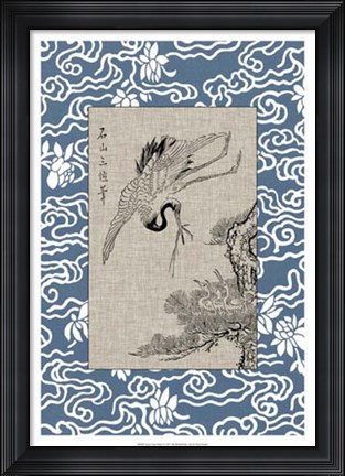 Framed Asian Crane Panel I Print