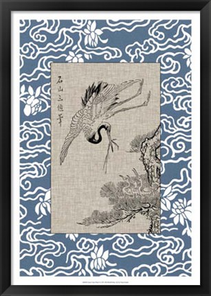 Framed Asian Crane Panel I Print
