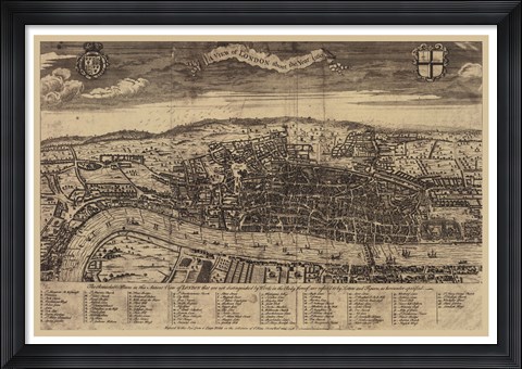 Framed Bird&#39;s Eye View of London Print
